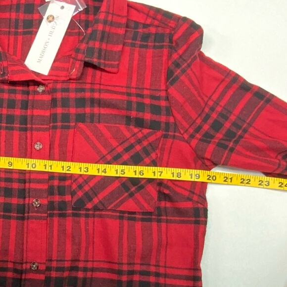 NWT | Madison + Hudson | Plaid Shirt Dress | Black/Red | Medium - Picture 5 of 12